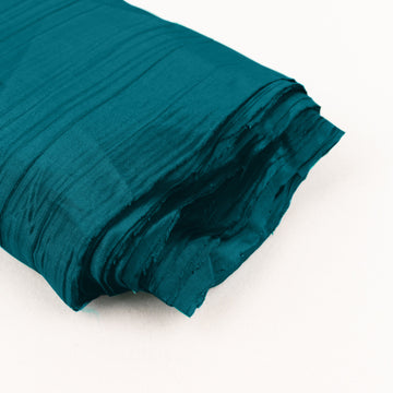 Elevate Your Event Decor with Peacock Teal Accordion Crinkle Taffeta Fabric Bolt
