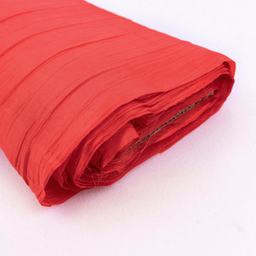 Captivating Red Accordion Crinkle Taffeta Fabric Bolt