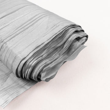 Elevate Your Event with Silver Accordion Crinkle Taffeta Fabric