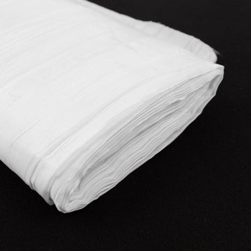 Elegant White Accordion Crinkle Taffeta Fabric Bolt for Event Decor