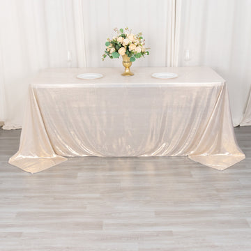 Elevate Your Dining Space with the Beige Shimmer Sequin Dots Tablecloth