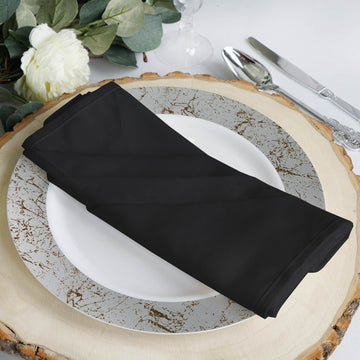 5 Pack Black Commercial Grade 100% Cotton Cloth Dinner Napkins 20"x20"