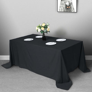 Black Seamless Polyester Rectangular Tablecloth 90"x132"