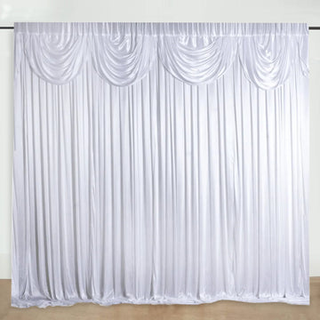 White Premium Double Drape Satin Divider Backdrop Curtain Panel, Glossy Photo Booth Event Drapes - 20ftx10ft