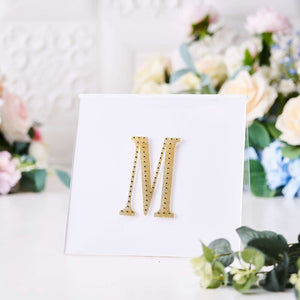 Decorative Rhinestone Alphabet "M" Letter Stickers 4", Gold Glitter Adhesive Craft Letters - DIY Sparkle Embellishments