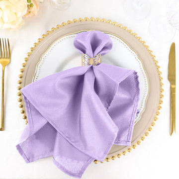 5 Pack Lavender Lilac Seamless Cloth Dinner Napkins, Reusable Linen 20"x20"