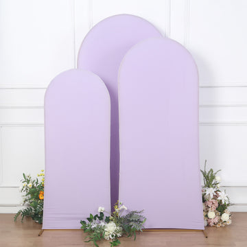 Elegant Matte Lavender Lilac Spandex Fitted Wedding Arch Covers