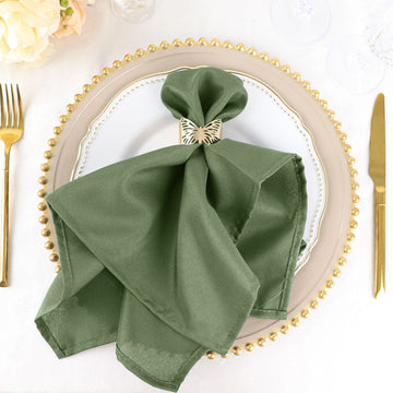 5 Pack Olive Green Seamless Cloth Dinner Napkins, Reusable Linen 20"x20"