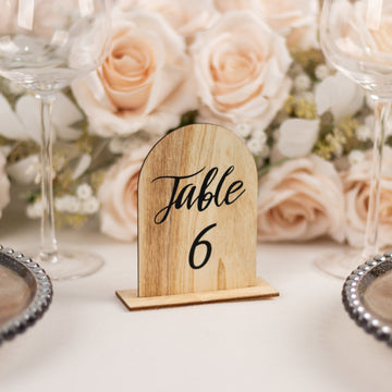 20 Pack Natural Rustic Wooden Arch 1-20 Table Numbers With Removable Base 4.5" Tall