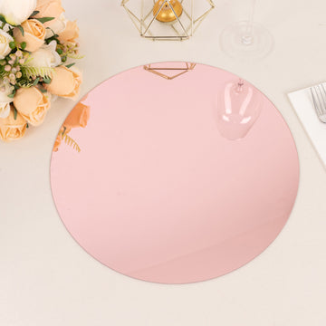 10 Pack Rose Gold Mirror Acrylic Charger Plates For Table Setting, Lightweight Round Decorative Dining Plate Chargers 13"