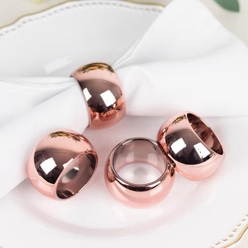 Elevate Your Table Setting with Shiny Metallic Rose Gold Acrylic Napkin Rings