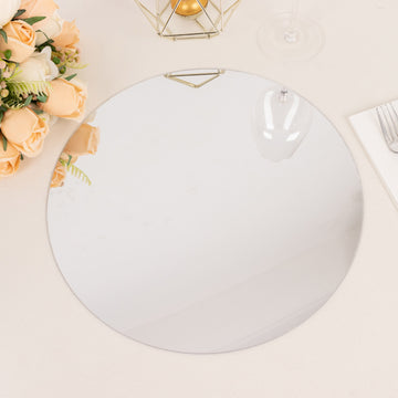 10 Pack Silver Mirror Acrylic Charger Plates For Table Setting, Lightweight Round Decorative Dining Plate Chargers 13"