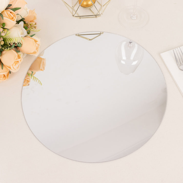 10 Pack Silver Mirror Plastic Charger Plates For Table Setting, 13inch Round Decorative Plates