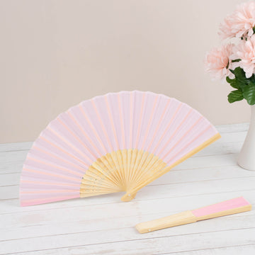 Pink Asian Silk Folding Fans for Stylish Party Favors and Event Decor