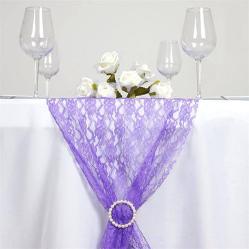 Elegant Purple Floral Lace Table Runner for Stunning Table Decor
