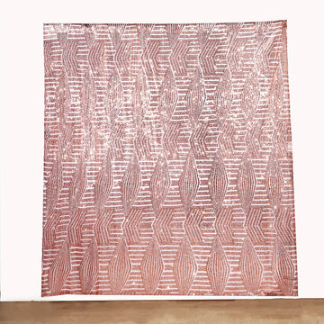 Rose Gold Geometric Sequin Divider Backdrop Curtain with Satin Backing, Seamless Opaque Sparkly Photo Booth Event Drapes in Diamond Glitz Pattern - 8ftx8ft