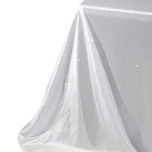 Sparkling white tablecloth with a shimmering texture