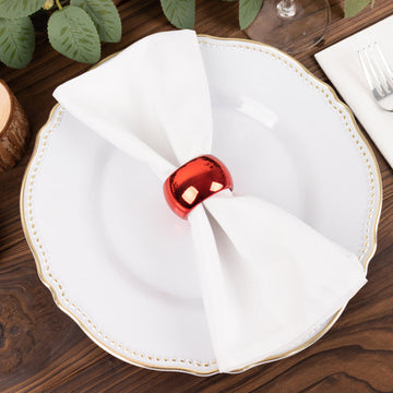 Add Elegance to Your Table with Shiny Metallic Red Acrylic Napkin Rings