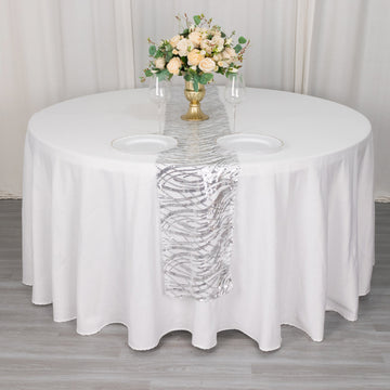 Elevate Your Table with the Silver Wave Mesh Table Runner
