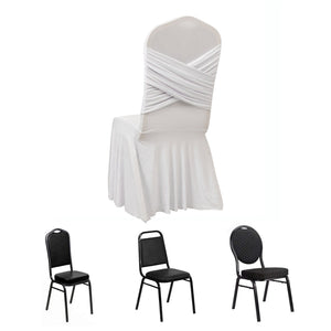 Four chair designs including a white draped cover