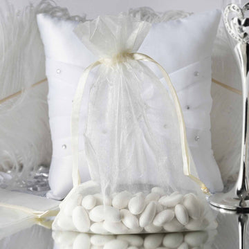 Elegant Ivory Organza Drawstring Wedding Party Favor Gift Bags
