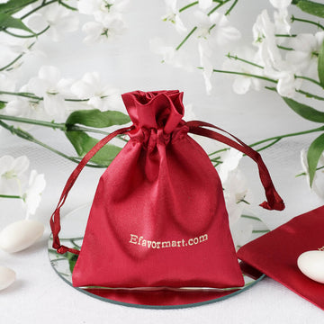 100 Pack Personalized Satin Drawstring Wedding Favor Bags 3"x4"
