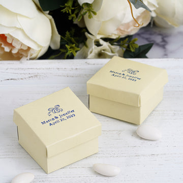 100 Pack Personalized Wedding Favor Gift Boxes, Custom Party Favors 2.5"x1.5"