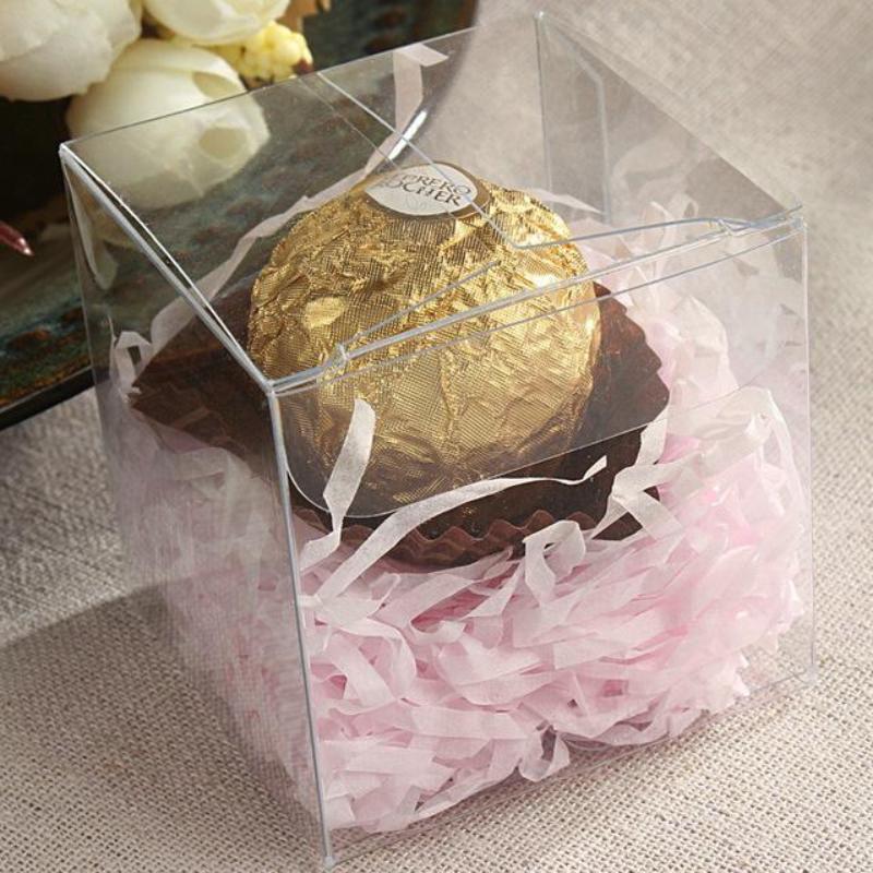 2 Clear Rectangle PVC Gift Favor Box with Organza Bow - CB Flowers & Crafts