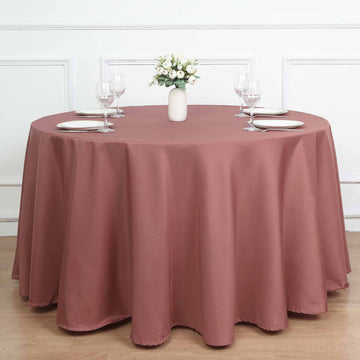 Add Elegance to Your Event with the Cinnamon Rose Seamless Polyester Round Tablecloth 108