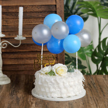 11 Pieces Mini Balloon Cloud Cake Topper Garland in Light Blue Royal Blue and Silver