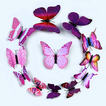 12 Pack 3D Butterfly Wall Decals, DIY Stickers Decor - Purple Collection