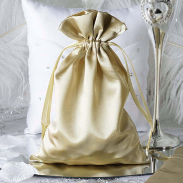 Champagne Satin Drawstring Wedding Party Favor Gift Bags 6"x9"