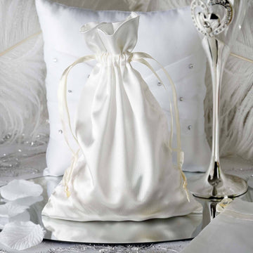 Ivory Satin Drawstring Wedding Party Favor Gift Bags - Elegant and Versatile
