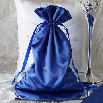 Royal Blue Satin Wedding Party Favor Bags for Elegant Celebrations