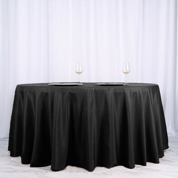 Black Seamless Polyester Round Tablecloth 120"