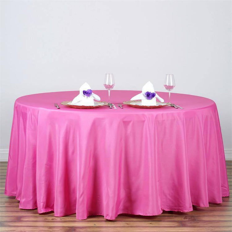 120" Fuchsia Polyester Round Tablecloth