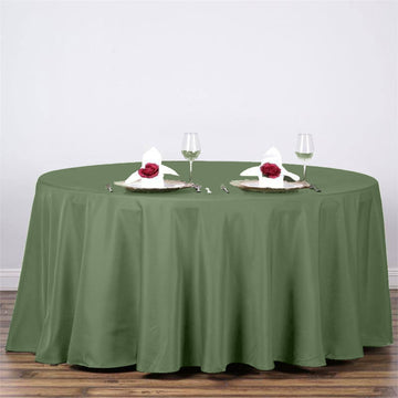 Elevate Your Event with the Olive Green Seamless Polyester Round Tablecloth 120