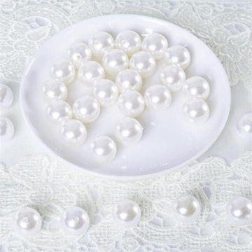 Glossy White Faux Craft Pearl Beads and Vase Filler - Add Elegance to Your Decor