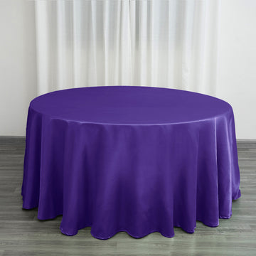 Elevate Your Event Decor with a Purple Seamless Satin Round Tablecloth