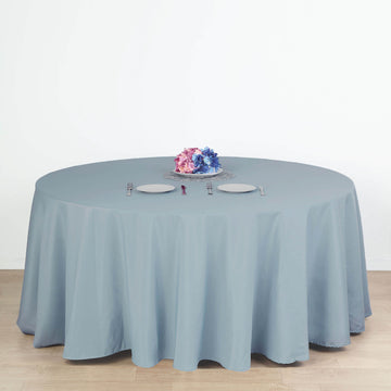 Elevate Your Event Decor with the Dusty Blue Seamless Polyester Round Tablecloth 132