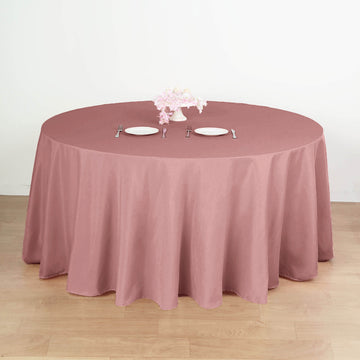 Elevate Your Event with the Dusty Rose Seamless Polyester Round Tablecloth 132