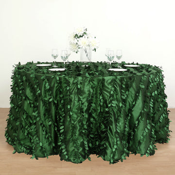 Green Leaf Petal Taffeta Seamless Round Tablecloth 132
