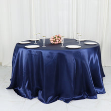 Navy Blue 132 Inch Round Tablecloth Seamless Satin