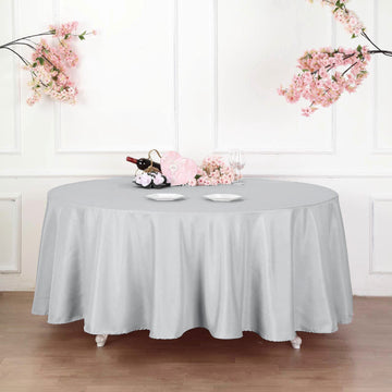 Create Unforgettable Moments with the Silver Seamless Polyester Round Tablecloth