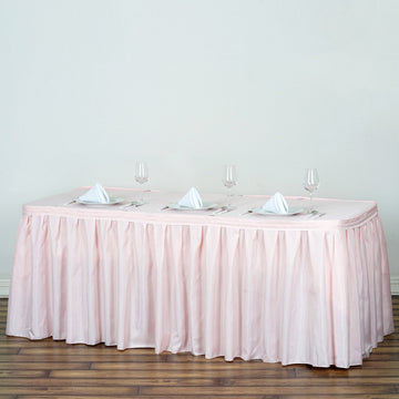 Add Elegance to Your Event with a Blush Pleated Polyester Table Skirt