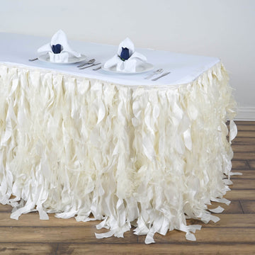 Ivory Curly Willow Taffeta Table Skirt 17ft