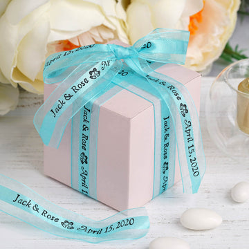 Personalized Continuous Satin Ribbon Roll For Wedding Party Favors 25 Yards 7/8"
