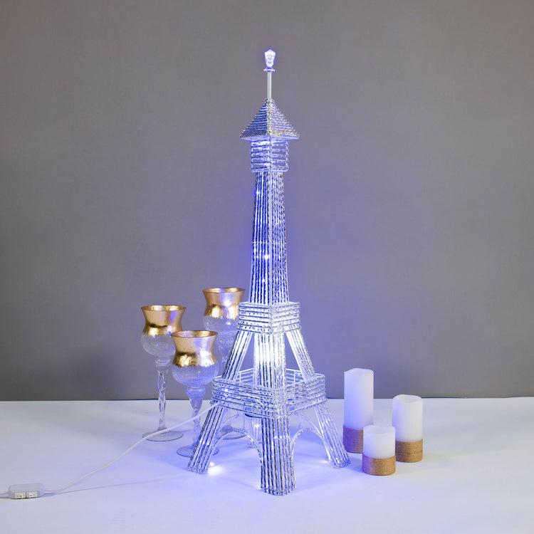 Metal Eiffel Tower Columns With Color Changing LEDs 3.5 Feet#whtbkgd