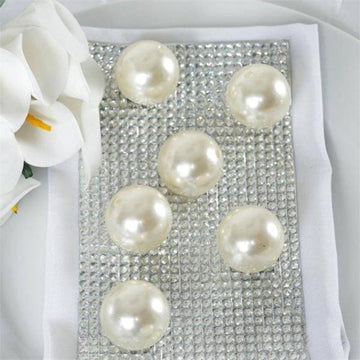 Glossy Ivory Faux Craft Pearl Beads and Vase Filler - Add Elegance to Your Event Decor