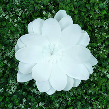 4 Pack White Life-Like Soft Foam Craft Dahlia Flower Heads 16"